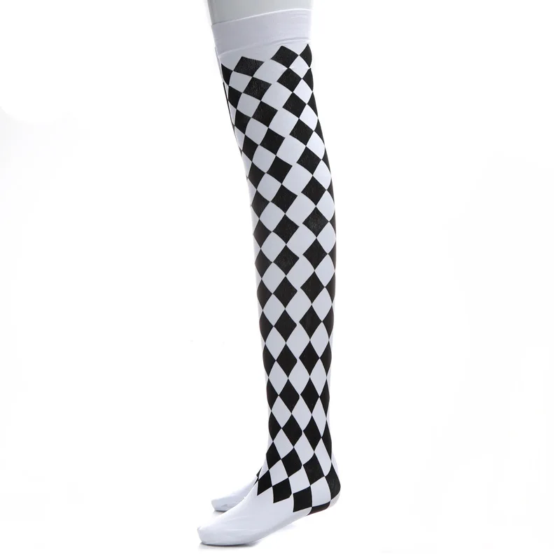 Горячая OEM Шут клоун костюм Хэллоуин сексуальные чулки для женщин выше колена высокие чулки колготки