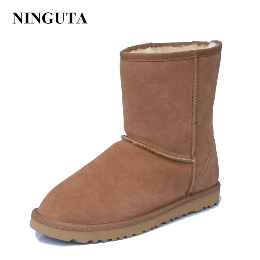 

NINGUTA winter cow suede women boots keep warm shoes woman snow boot plush inside