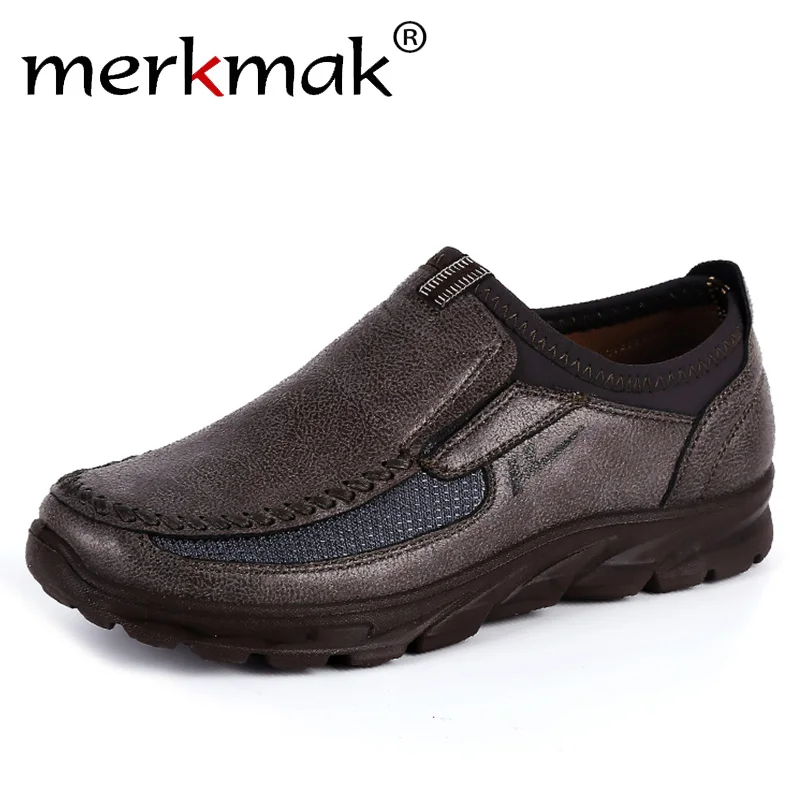 Merkmak فو حذاء من الجلد المدبوغ 2019 Breathble واحدة الأحذية زلة على سميكة وحيد المتسكعون الذكور عارضة في الهواء الطلق حذاء رياضة مكافحة زلة أحذية Merkmak فو حذاء من الجلد المدبوغ 2019 Breathble واحدة الأحذية زلة على سميكة وحيد المتسكعون الذكور عارضة في الهواء الطلق حذاء رياضة مكافحة زلة أحذية