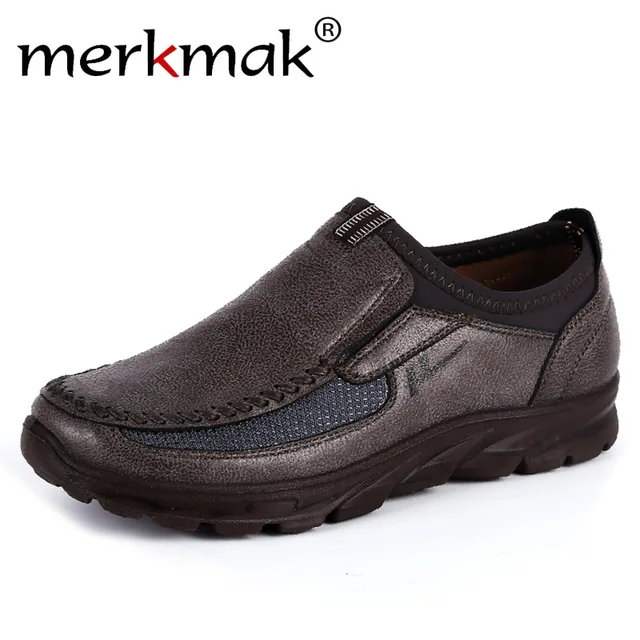 US $20.24 merkmak Faux Suede Shoes 2019 Breathble Single Footwear Slip On Thick Sole Loafers Male Casual Outd