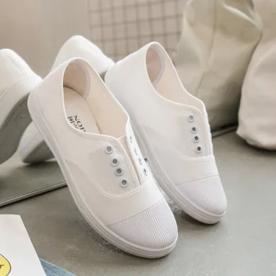 a Marlisasa/Chaussures Plates Femmes; милые женские белые парусиновые туфли; Женская Повседневная весенняя обувь без застежки; стильная Тканевая обувь; F2358 - Цвет: a