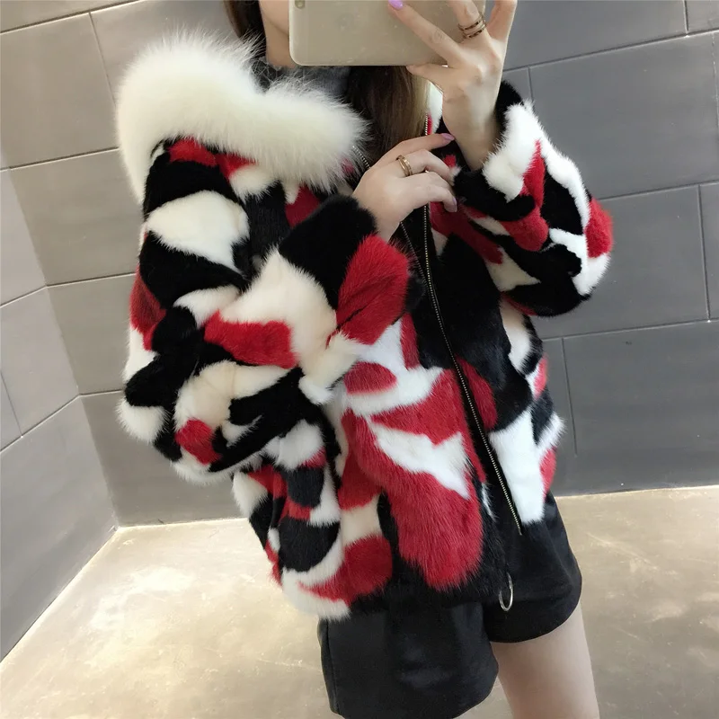 Sale New winter Women Natural Real Pieces mink fur coat hooded with fox collar Mink Fur Jacket Outwear 0 Sale New winter Women Natural Real Pieces mink fur coat hooded with fox collar Mink Fur Jacket Outwear 0