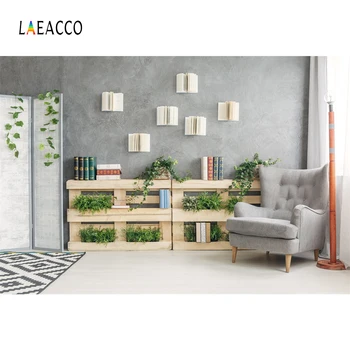 

Laeacco Living Room Screen Sofa Study Wooden Shelf Books Vine Interior Photo Backgrounds Photography Vinyl Backdrop Photo Studio