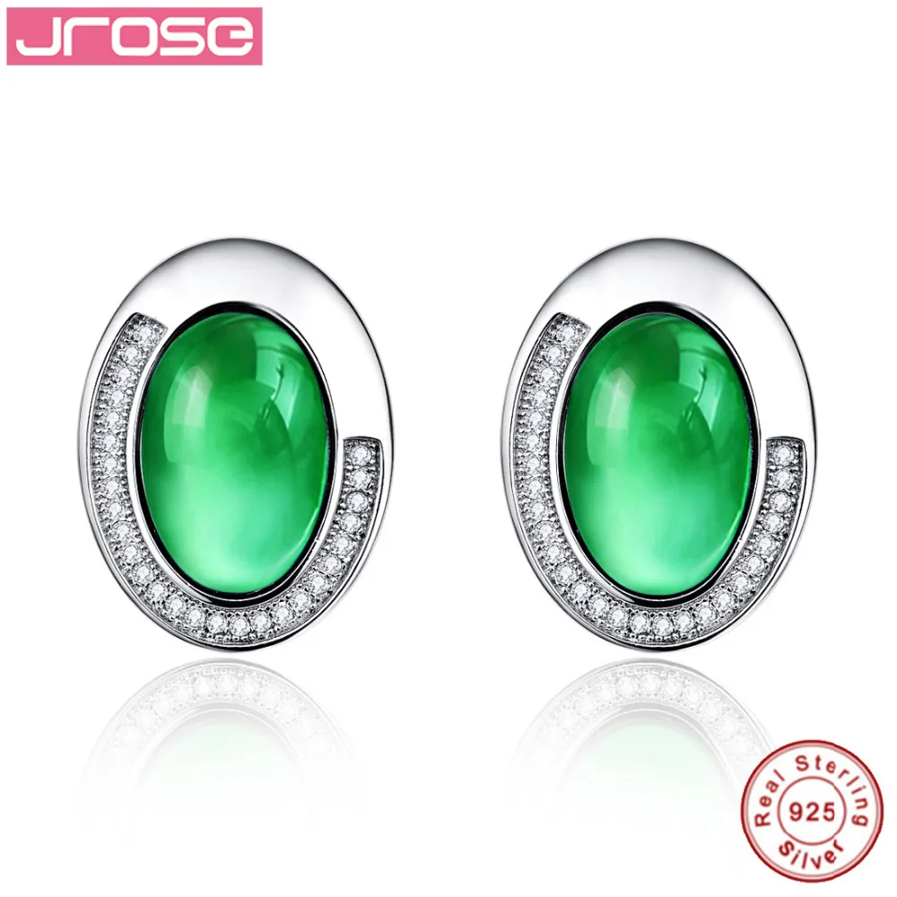 

Jrose earrings 925 Sterling Silver CZ Green zircon gold earrings for women Rose Festival engagement gift Free freight wholesale
