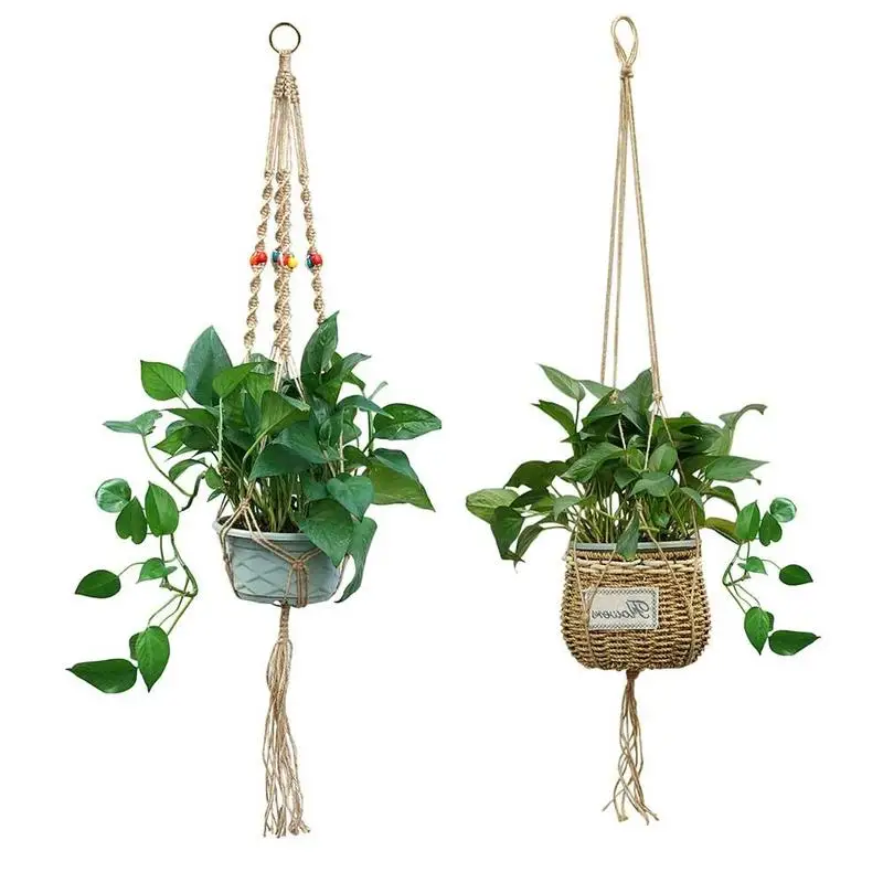 

Vintage Macrame Plants Hanger Hook Flower Pot Holder 4 Legs String Hanging Rope Wall Art Home Garden Balcony Decoration