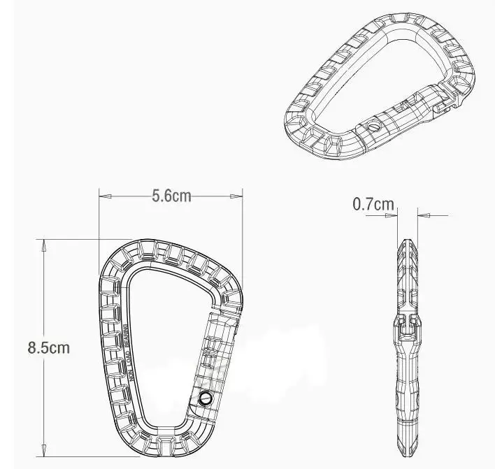 1000 шт. D форма альпинистская Пряжка защелкивающийся зажим пластиковая стальная карабин подвесная связка для ключей подходит для наружного армейского EDC