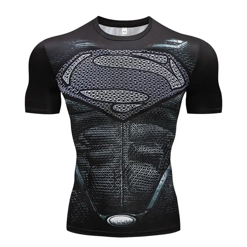 Marvel, Спортивная футболка для спортзала, Мужская футболка с коротким рукавом, Мужская футболка Капитан Америка, Супермен, компрессионная футболка, топы с черепами - Цвет: 21