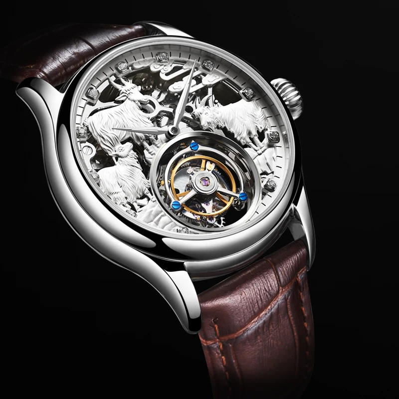 Tourbillon механические часы мужские Лидирующий бренд часы сапфировые зеркальные оригинальные ручные обмотки полый ход Мужские t Овцы циферблат часы Saat