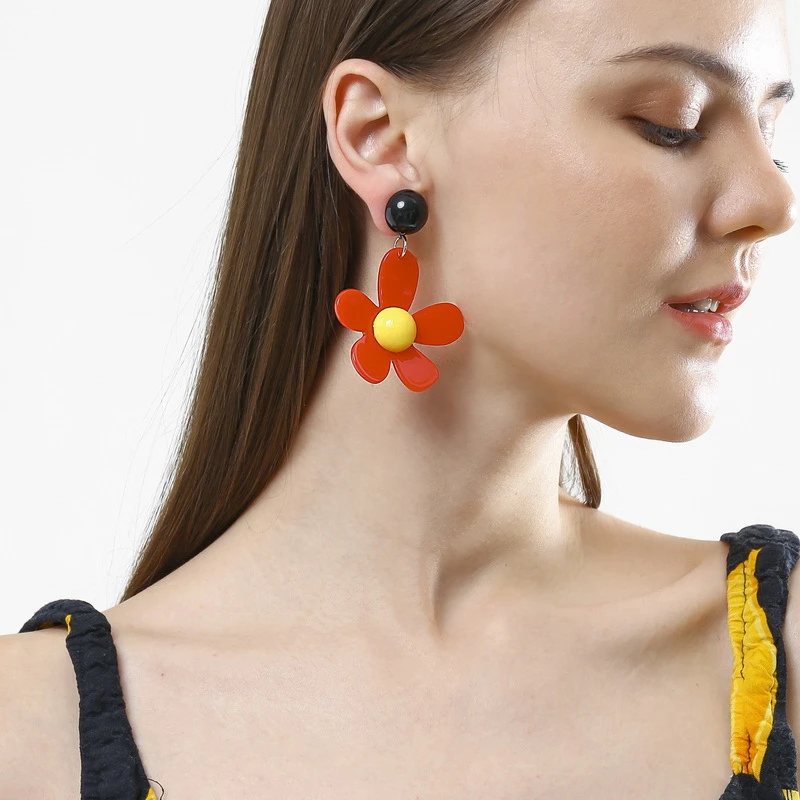 Trendy Jewelry Acrylic Color Large Earrings Womens Pendientes Chic Drop Earring Oorbellen Brincos - Dangle Earrings -