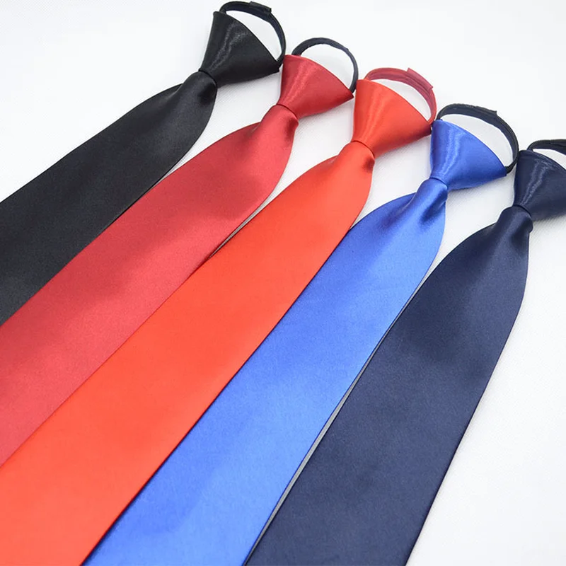 Solid Mens Womens Polyester Skinny Zipper Ties 8cm Business Wedding