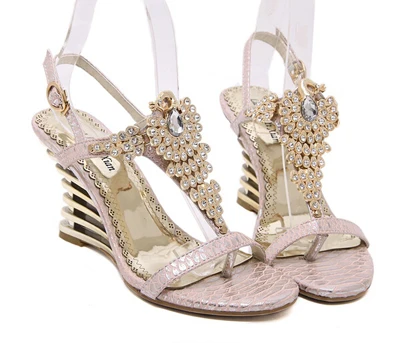 Pink Sandals Wedge Shoes For Women Summer Pink Sandals Wedge Shoes For Women Summer Rhinestone Wedding P Toe Sandalias Mujer Y941 In S Pumps From On