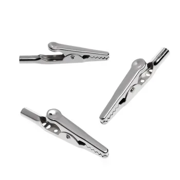 

100 Pcs Electric Test Crocodile Alligator Clips Clamps Silver Tone 50mm Connectors Terminals
