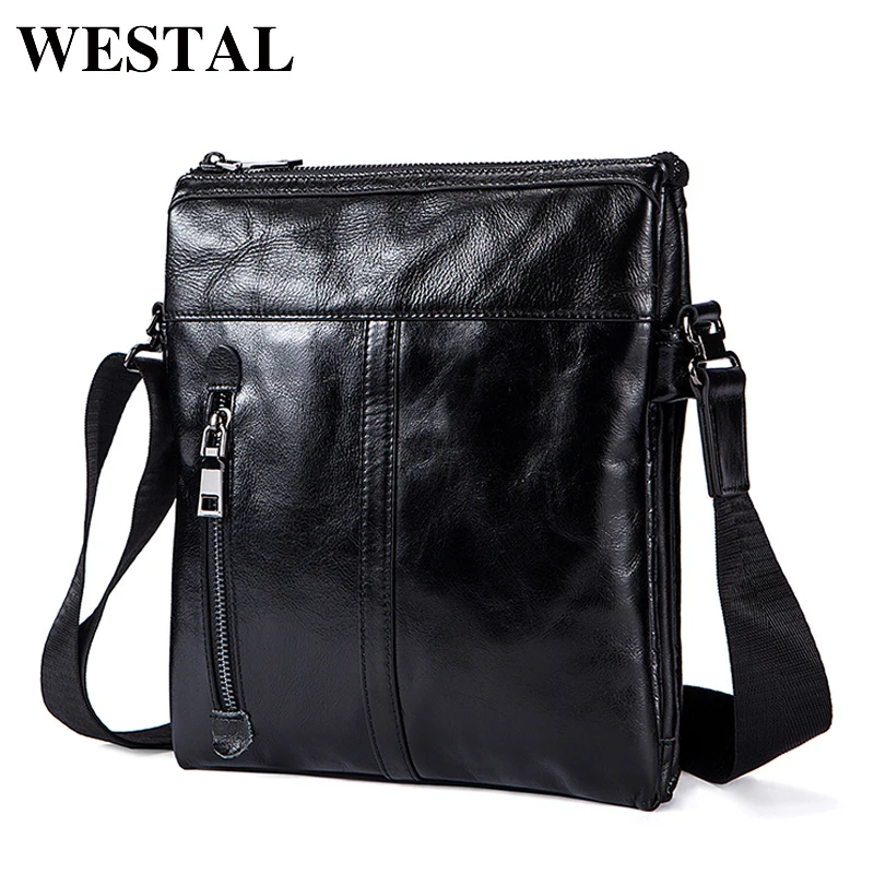 WESTAL حقيبة ساعي بريد للرجال جلد طبيعي حقيبة كتف للرجال أزياء والجلود الصغيرة رفرف الذكور Crossbody حقائب 1023