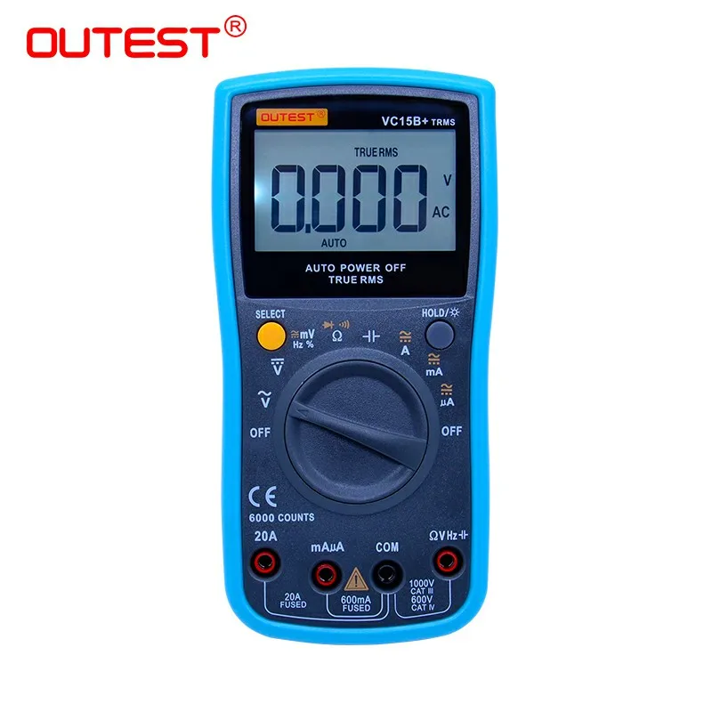 

Digital Multimeter True RMS measuremen Autoranging 6000 Counts Large LCD Display Low Voltage AC DC ohm Measurement Tool VC15B+