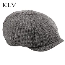 Мужская Унисекс Ретро Лондонский стиль зима хлопок смесь берет Кепка с козырьком Хаундстут плед печатных художника Newsboy плоский восьмиугольный