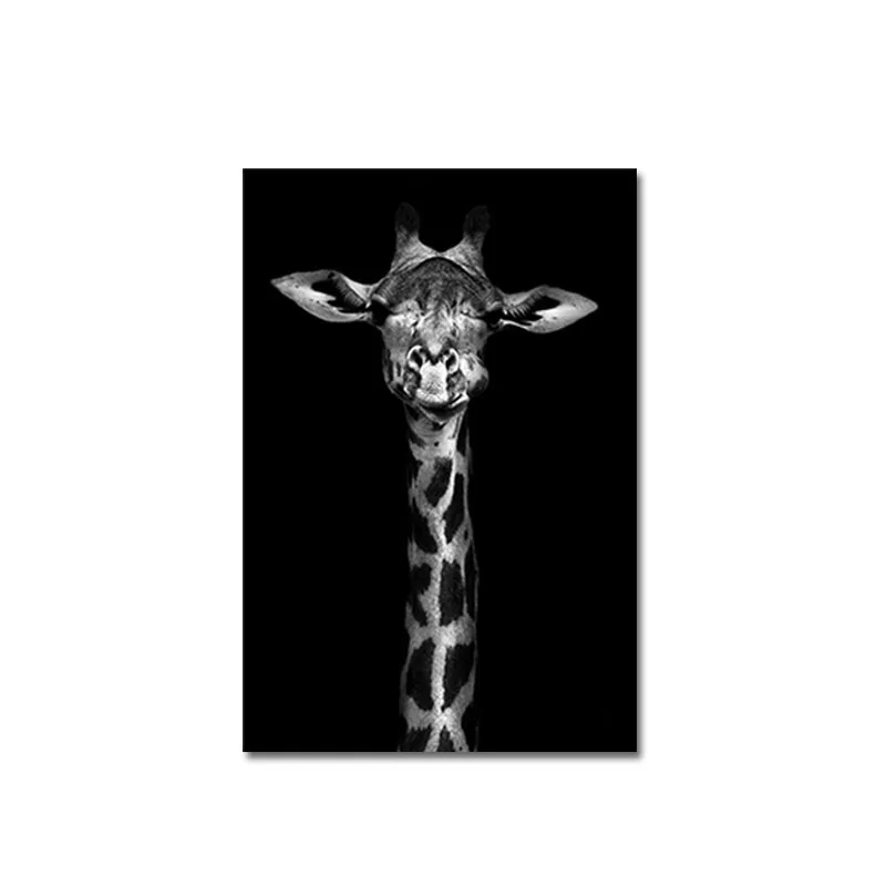 Картина на холсте в скандинавском стиле, черно-белый жираф, слон, Зебра, Лев, принт с животными, настенная живопись, плакат для гостиной, домашний Декор, живопись - Цвет: A