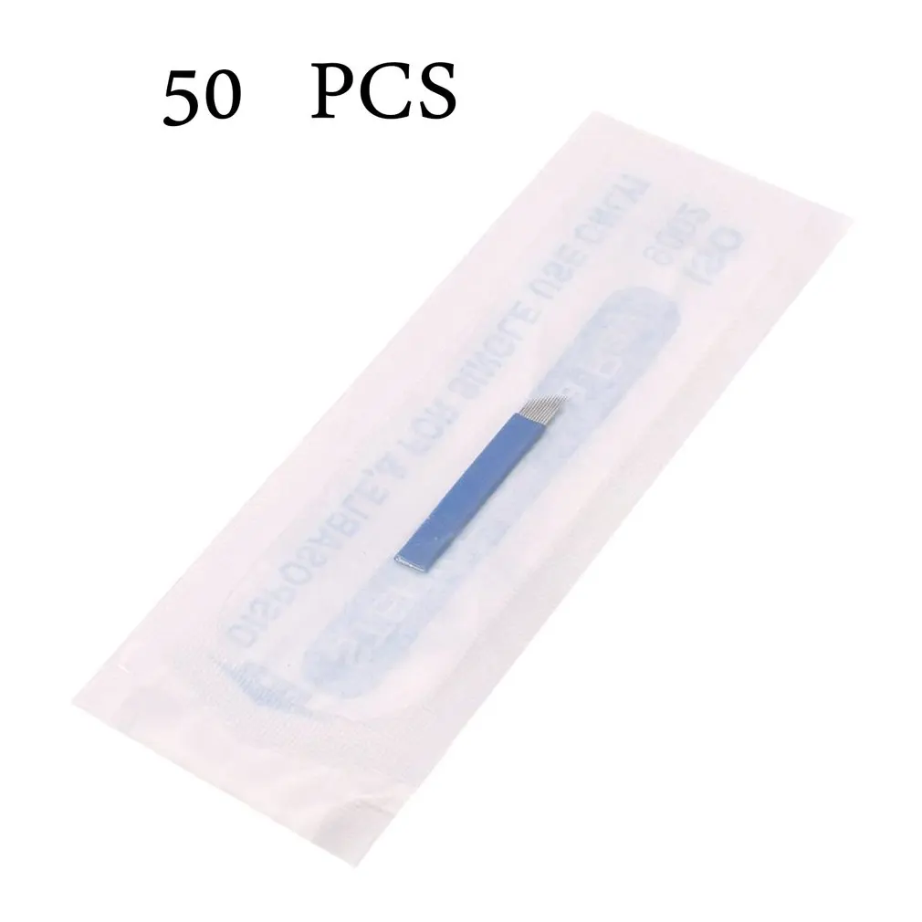 

50PCS/SET Permanent Makeup Eyebrow Tattoo Needles Blade For 3D Embroidery Microblading Tattoo Pen Accessory