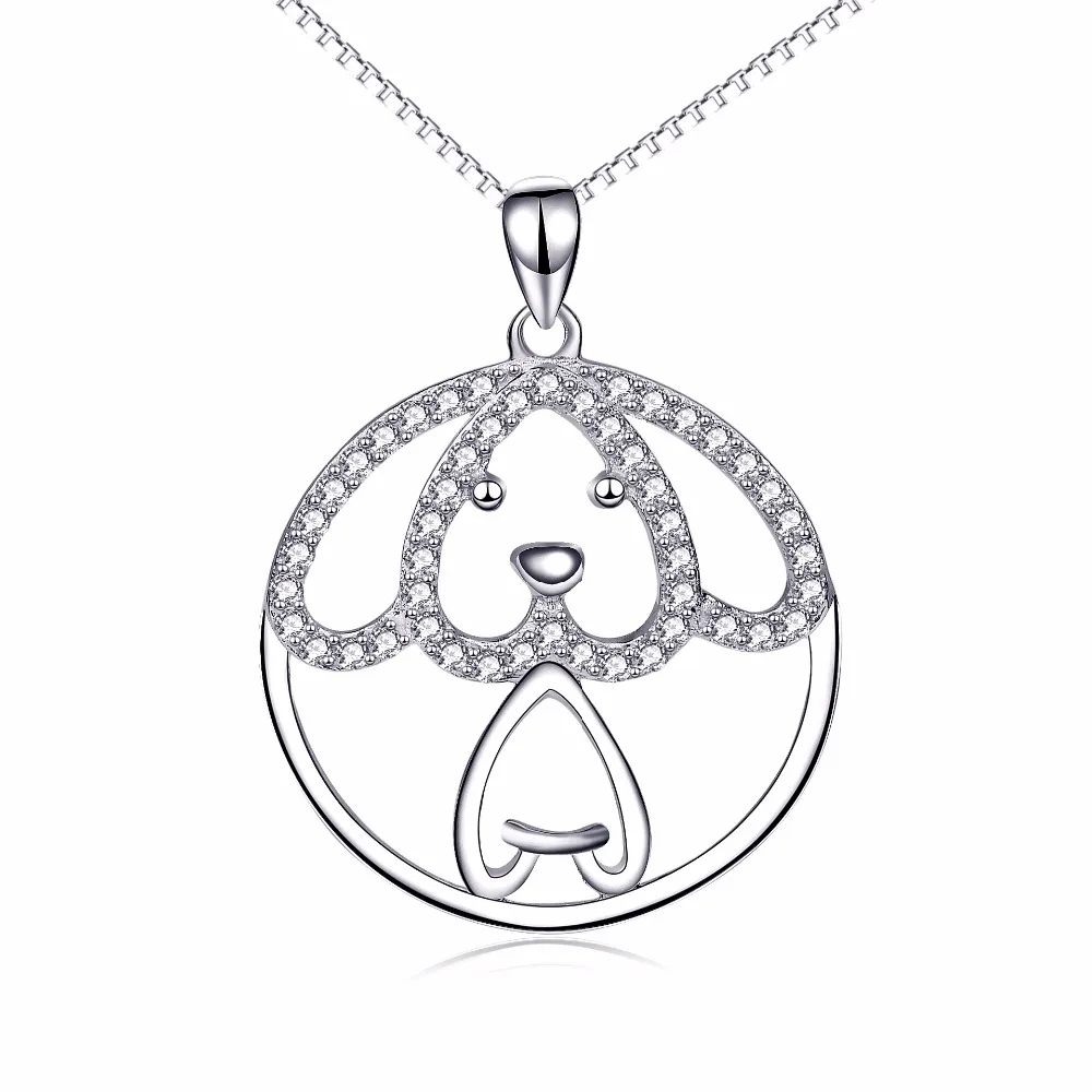 GNX13902 925 Sterling Silver Charming Necklaces Lovely Puppy Dog