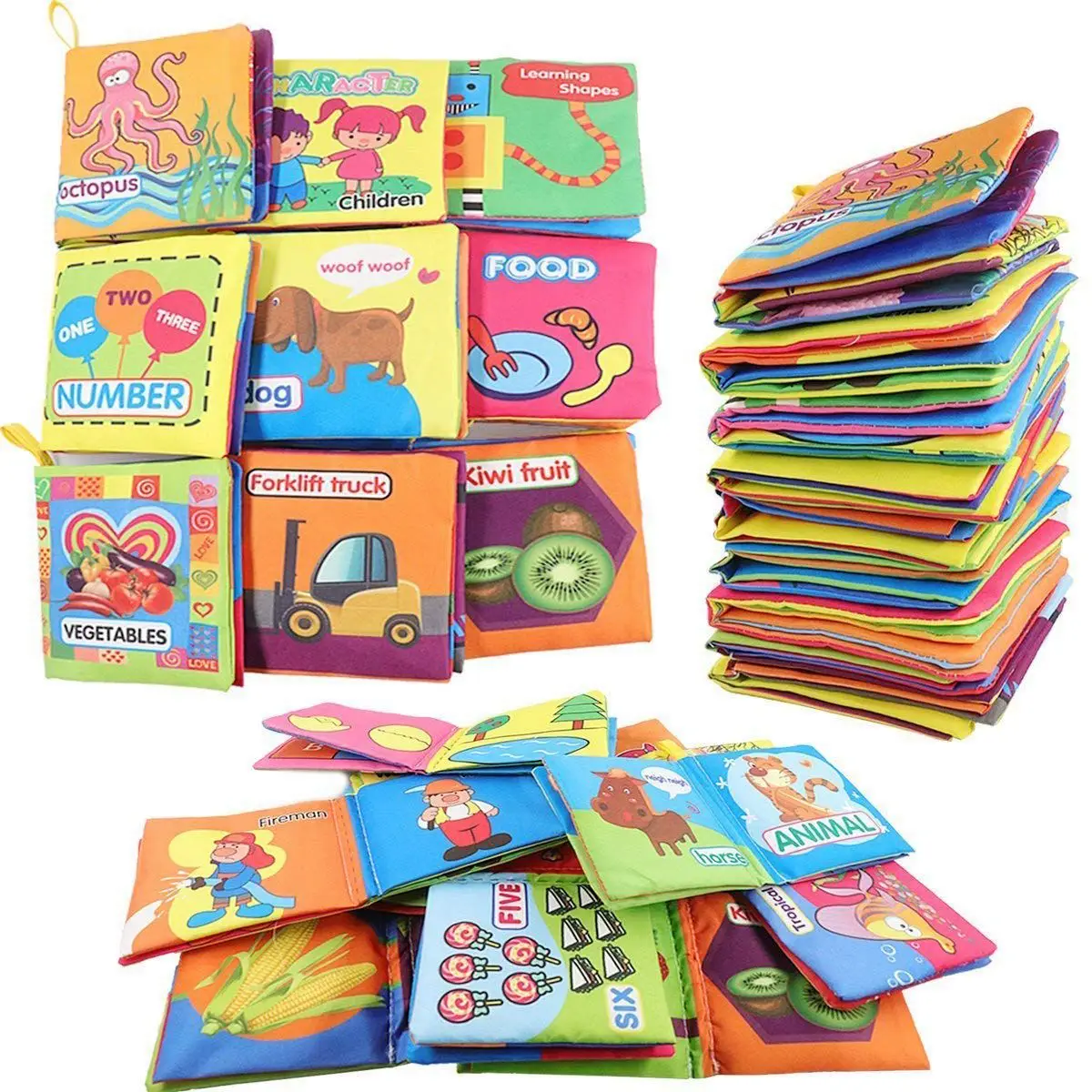 9 Pack Non Toxic Fabric Baby Cloth Books Early Education Toys Activity