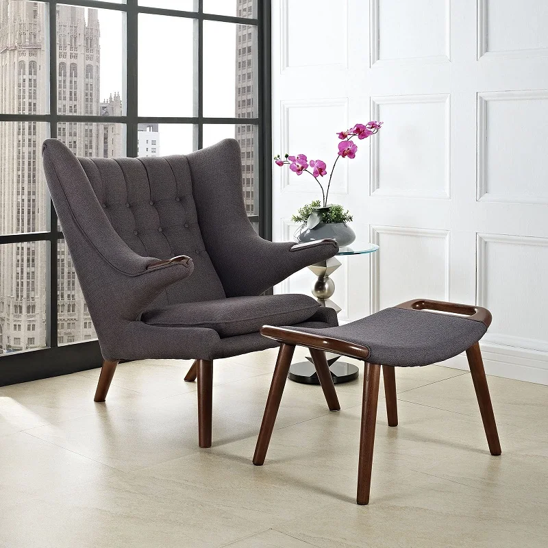 

U-BEST Mid-Century Modern Reproduction Upholstery Seating lounge Chair & Ottoman,Classic Scandinavian Design lounge chiars