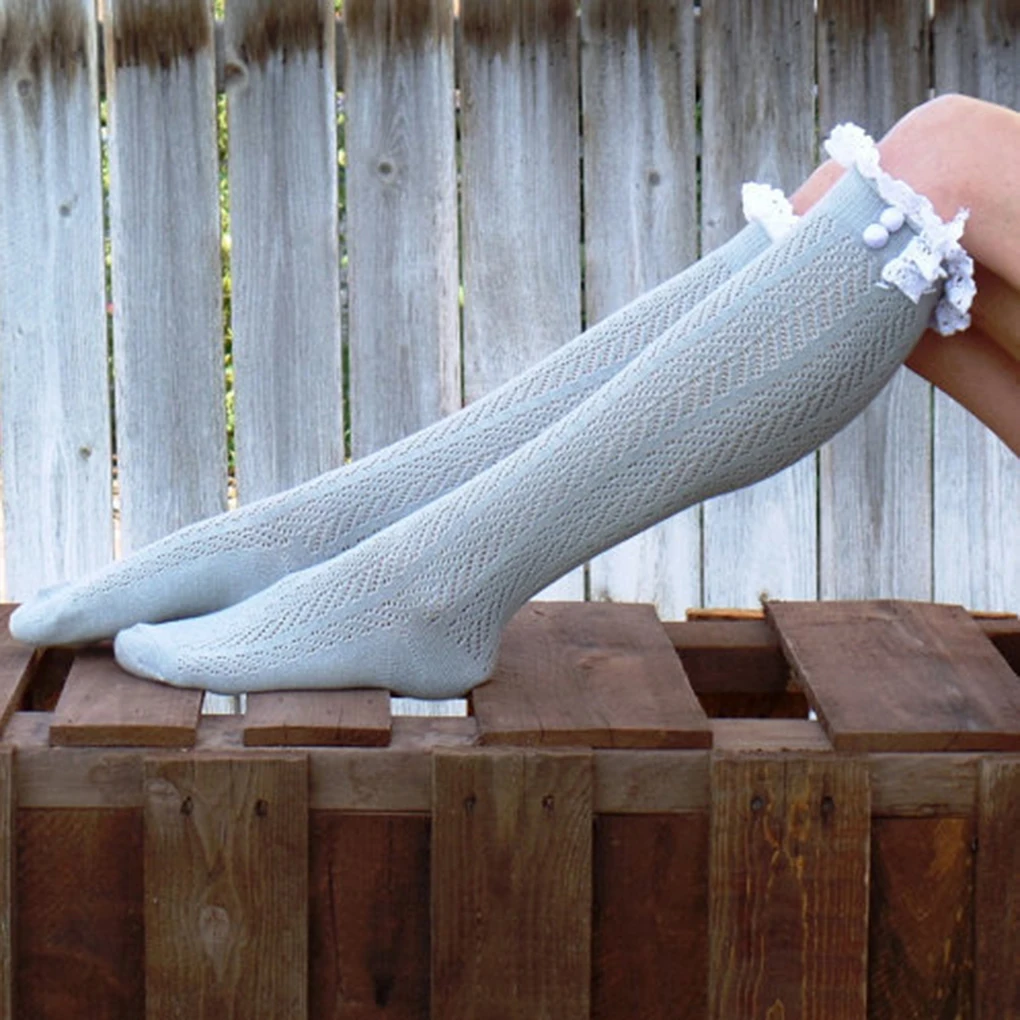 

Hollow Women Lace Knit Dancing Long Stockings Boots Pile Girl Stocking