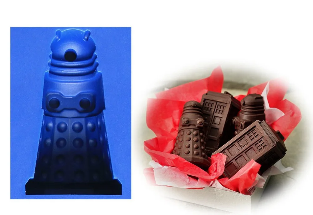 Süßigkeiten  Tardis und Daleks Keksen Form Maker  joyoldelf Doctor Who Silikon Eiswürfel und Schokolade
