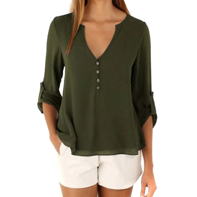 Fashion Thin 11 Color Female Chiffon Shirts Women Summer Casual Top Plus Size S-5XL Loose Long sleeve  And Light Chiffon Blouse
