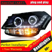 Car Styling For KIA SOUL Headlights 2009-2012 SOUL LED Headlight Automobile angel eye led drl H7 hid Bi-Xenon Lens low beam