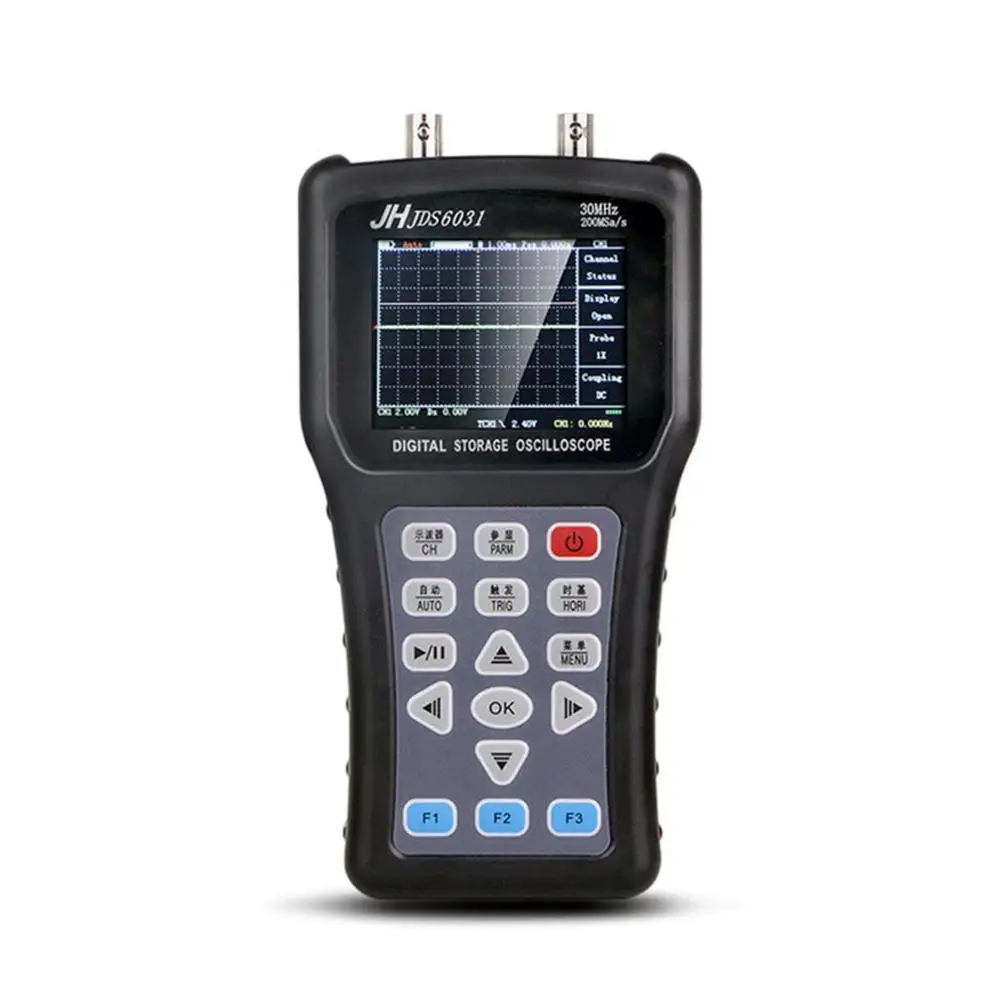 

JDS6031 Hand-held Oscilloscope 1CH 30M 200MSa/S with USB Charger Probe Cable Set Automatic Waveform Capture Oscilloscope