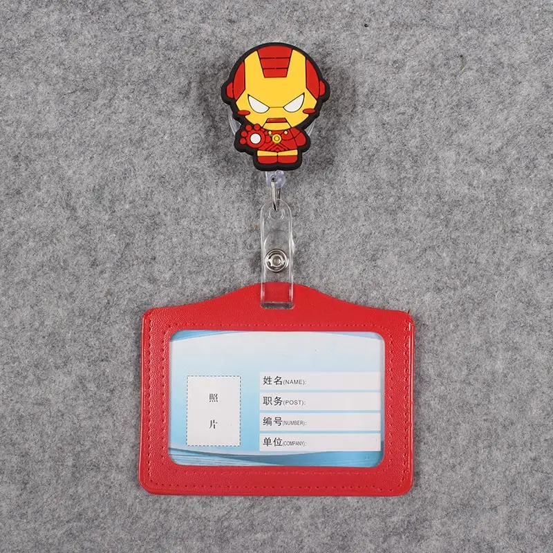 

Red Yellow Man Badge Scroll Reel Cute Scalable Nurse Exhibition Entrance Guard Card Plastic PU Woen Student Boy Use Card Holder