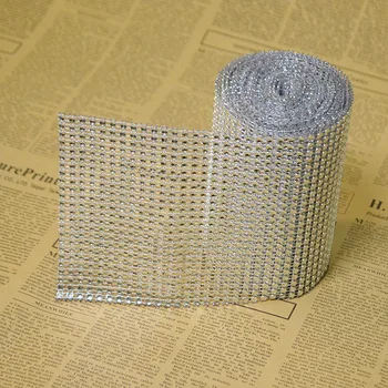 

Wedding Diamond Mesh 24rows10Yard Wrap Roll Sparkle Rhinestone Crystal Ribbon For Wedding Decorations