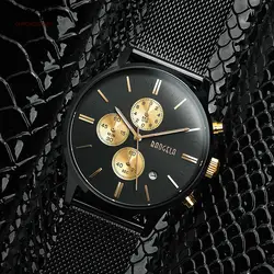 Baogela людей хронограф черный Нержавеющая сталь сетка ремень Военная Спорт кварцевые наручные часы с люминесцентными стрелками