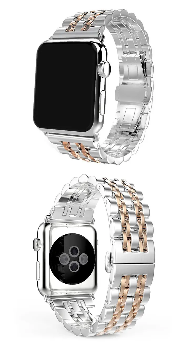 316L ремешок из нержавеющей стали для apple watch ремешок 44 мм 40 мм, 42 мм, 38 мм, версия наручных часов iwatch серии 5/4/3/2/1 браслет металлическая бабочка застежка
