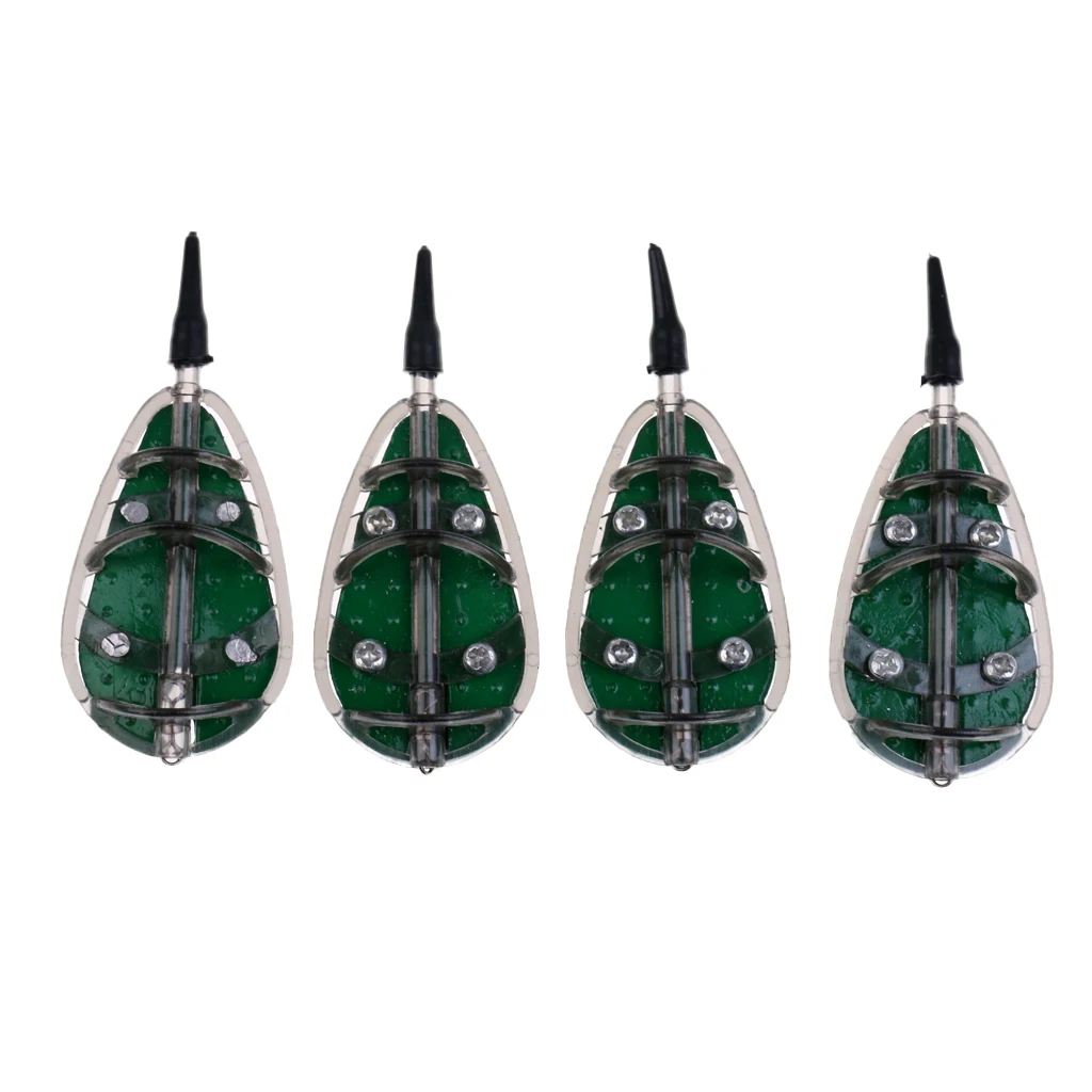 2 Sets Carp Fishing Feeder Set Lead Sinker Fishing Bait Cage & Quick Release Method Mould Fishing Bait Cage