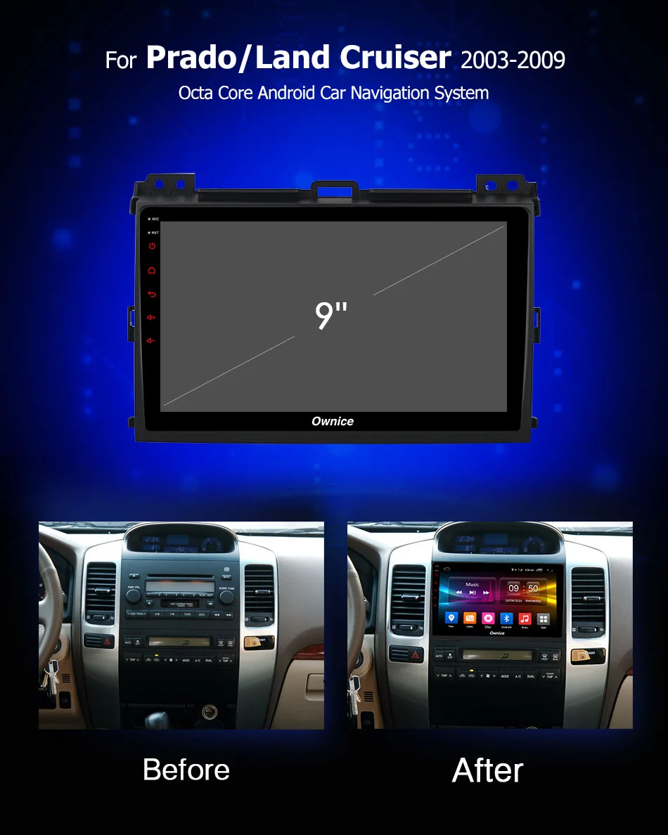 Best Ownice K3 K5 K6 Octa Core Android 9.0 Radio Car DVD GPS Navi for Toyota Prado 2004 - 2009 Land Cruiser 2003 360 Panorama DSP 4G 1 Best Ownice K3 K5 K6 Octa Core Android 9.0 Radio Car DVD GPS Navi for Toyota Prado 2004 - 2009 Land Cruiser 2003 360 Panorama DSP 4G 1