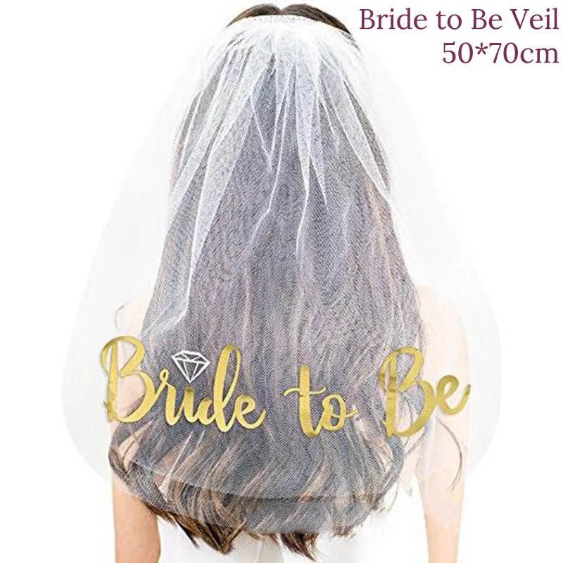

White Bride Gold Veil Wedding Party Decorations Hen Night Party Bridal Shower Bachelorette Party Supplies 60x80cm