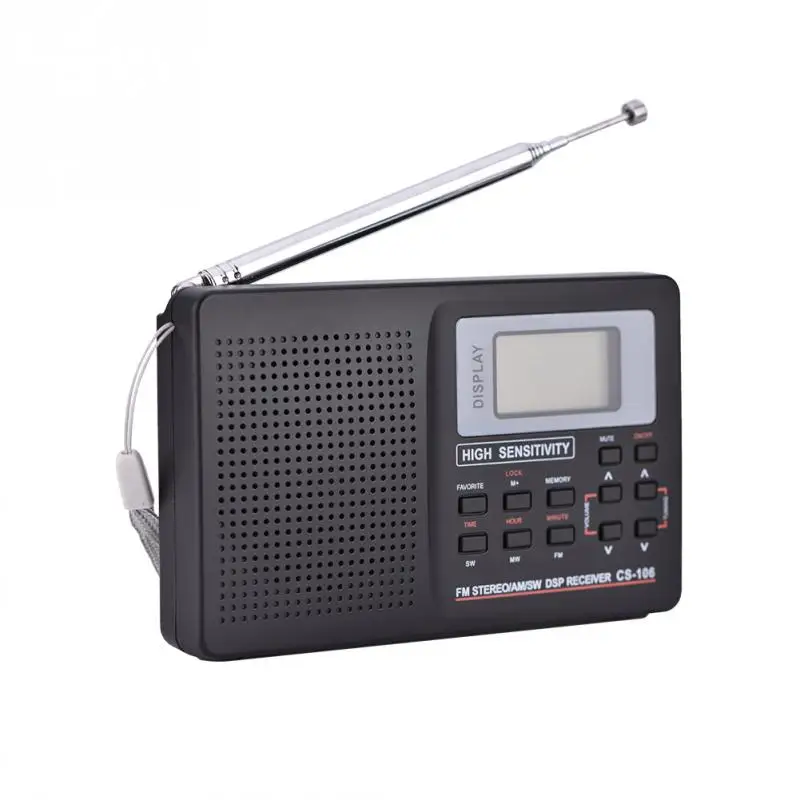 Portable FM/AM/SW/LW/TV Sound Full Frequency Receiver Receiving Radio Alarm Clock Type 2in