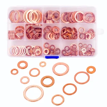 

280pcs 12 Sizes Copper Gasket Washers Sealing Ring Set with Case Solid Copper Washers Assorted