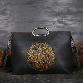 

Women Briefcase Genuine Leather Ladies Handbag Luxury Embossed Female Large Tote Bag Women Handbag Shoulder Messenger Bag Retro
