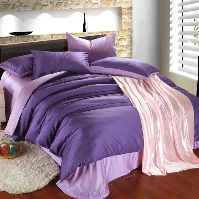 Luxury purple lilac bedding set queen duvet cover king size double bed