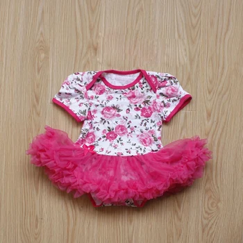 

1PC Baby Rompers Hot Pink Baby Girls Rose Floral Print Tutu Dress Romper for 0-12months Free Shipping