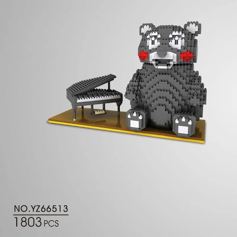 

Lovely japan cartoon figure micro diamond building block Kumamon black bear piano assemble nanobricks toys for kids gifts