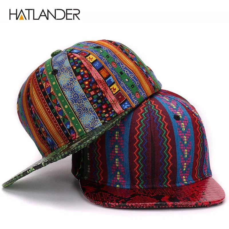 HATLANDER 2017 جلد الأفعى الجلد البيسبول قبعات شقة حافة العظام snapbacks الرياضة القبعات casquette في الهواء الطلق قبعة بتصميم هيب هوب للرجال النساء