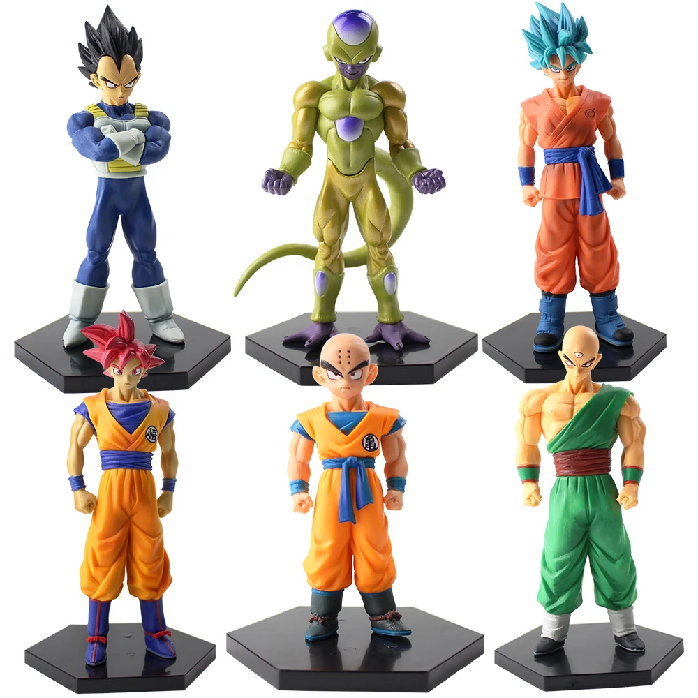 

6pcs/lot Dragon Ball Z Action Figures Son Goku Super Saiyan Vegeta Kulilin Tien Shinhan Frieza PVC Figure Collection Model Toys