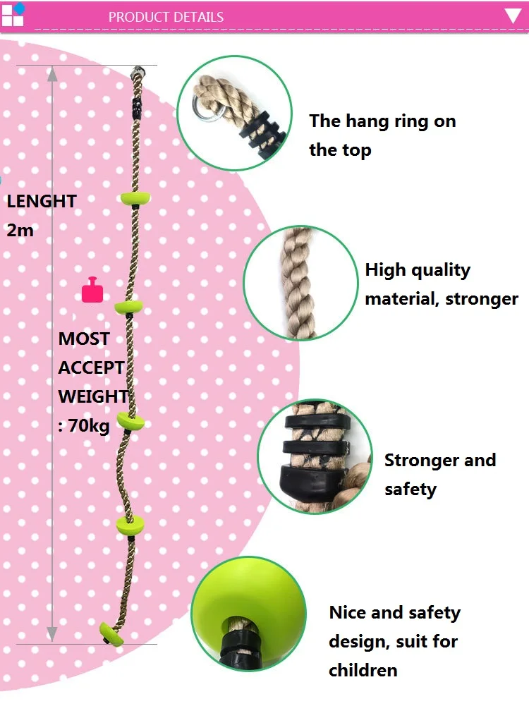 Kids Five Knotted Disc Climbing Rope for Garden Playground