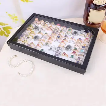

2018 hot sale Jewelry Rings Display Tray Velvet 100 Slot Case Box Jewelry Storage Box Gift for Women Jewelry Cases Jan 31