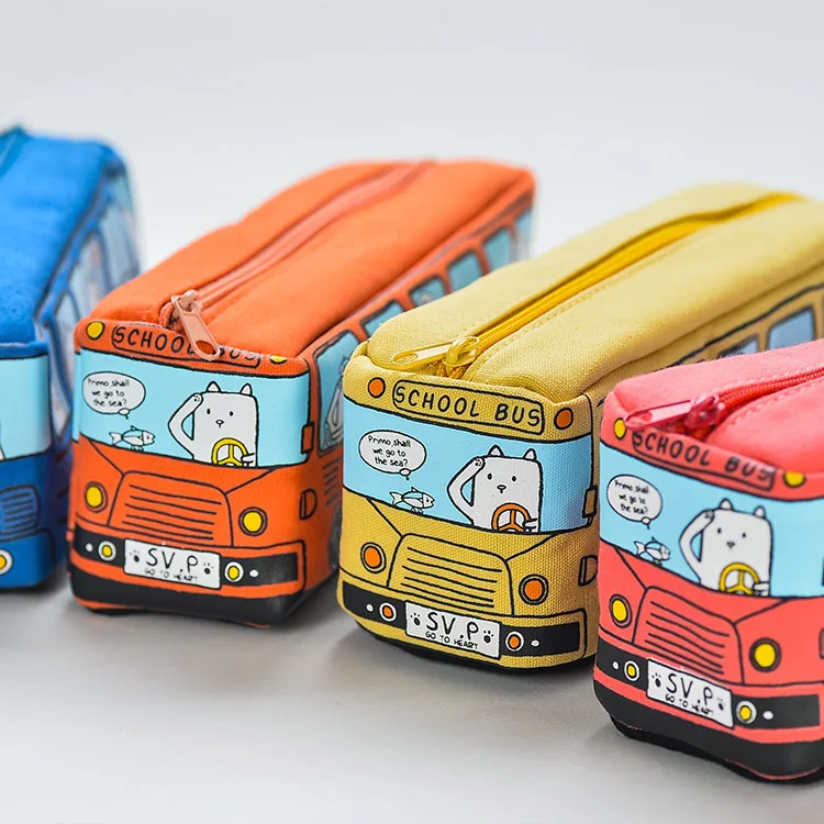 

Form New Animal School Bus Stationery Canvas Pencil Case Storage Organizer Pencil Bag gift Office School Stationery supply