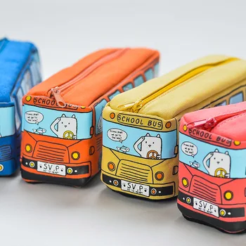 

Form New Animal School Bus Stationery Canvas Pencil Case Storage Organizer Pencil Bag gift Office School Stationery supply