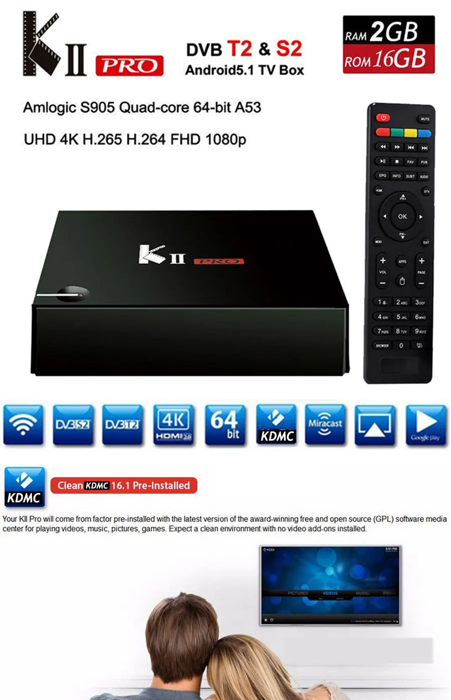 Французский IPTV Box KII Pro DVB S2 DVB T2 4K Android 5,1 tv Box с 1400+ irtv Европейский, французский Арабский испанский Турция Smart Set top Box