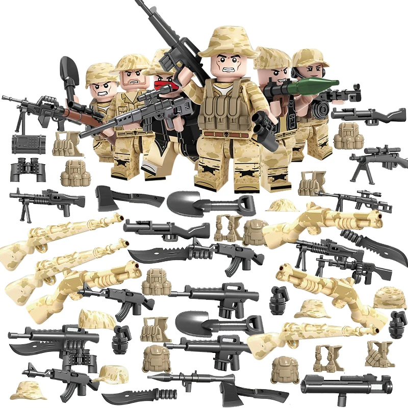 

Glorious mission compatible legoinglys Military WW2 Assemble Building Blocks model figures Weapons toys for children gift